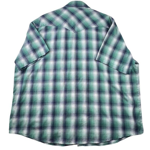 Wrangler Western Plaid Pearl Snap Shirt XXL Short Sleeve Collared Rodeo Cowboy - Picture 3 of 8